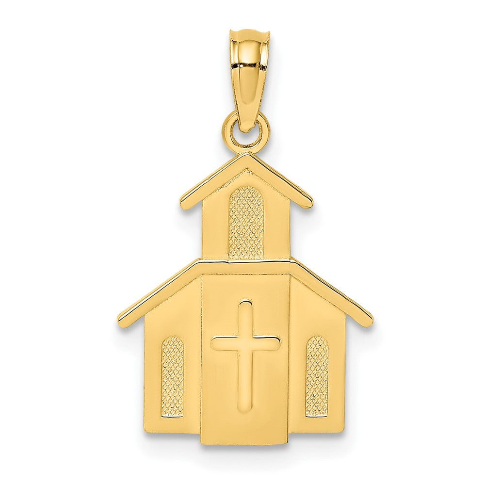 10K Gelbgold 10K Church mit Kreuz auf Door Charm