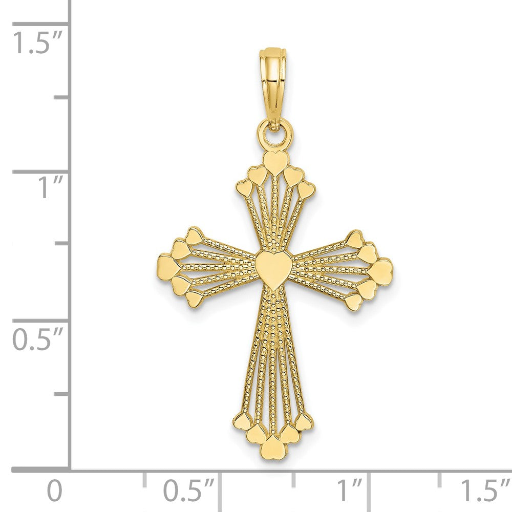 10K Gelbgold 10K Kreuz mit Herz Mittig Charm