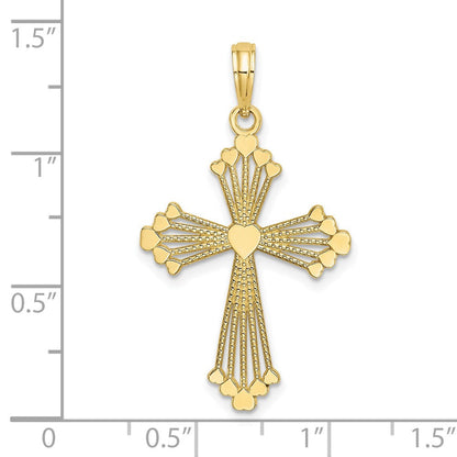 10K Gelbgold 10K Kreuz mit Herz Mittig Charm