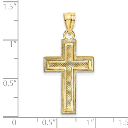 10K Gelbgold 10K Diamantiert Block Kreuz Charm