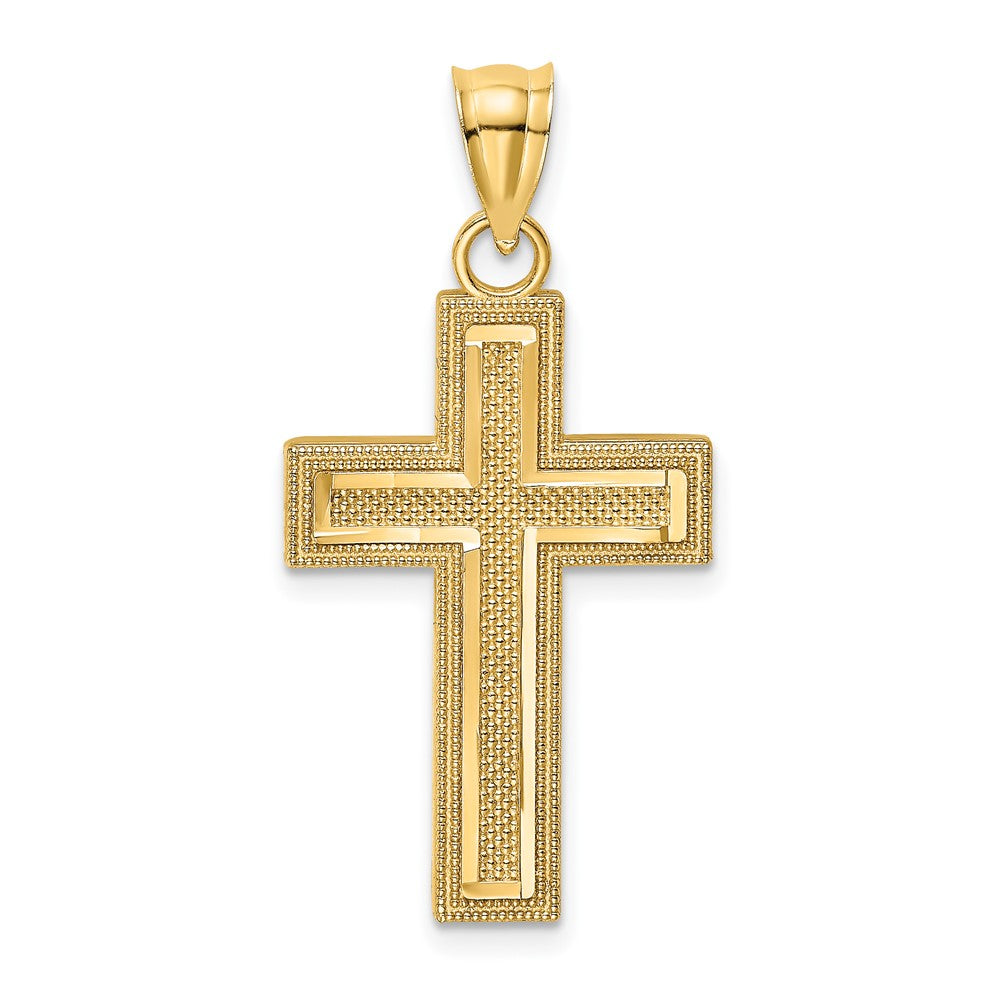 10K Gelbgold 10K Diamantiert Block Kreuz Charm