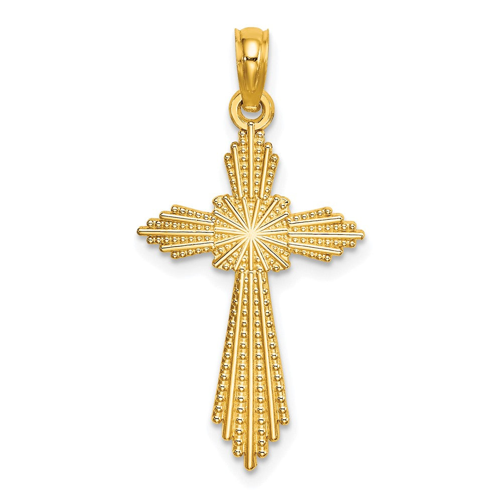 10K Gelbgold 10K mit Pointed Ends Fantasie Kreuz Charm