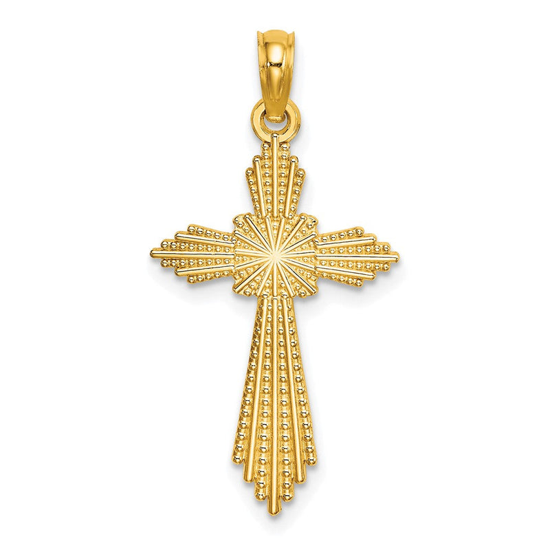 10K Gelbgold 10K mit Pointed Ends Fantasie Kreuz Charm