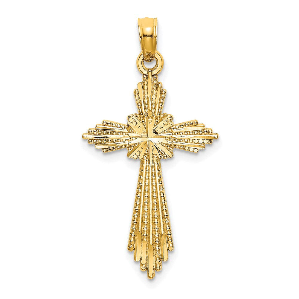 10K Gelbgold 10K Fantasie Diamantiert Kreuz Charm