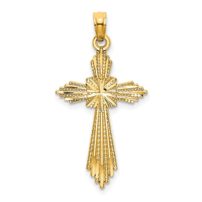 10K Gelbgold 10K Fantasie Diamantiert Kreuz Charm