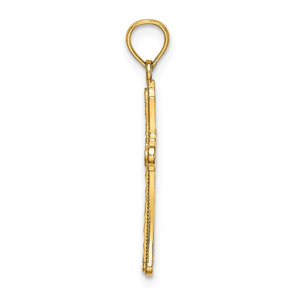 10K Gelbgold 10K Diamantiert Striped Kreuz Charm