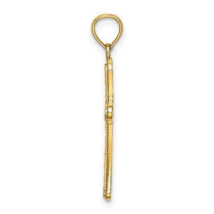 10K Gelbgold 10K Diamantiert Striped Kreuz Charm