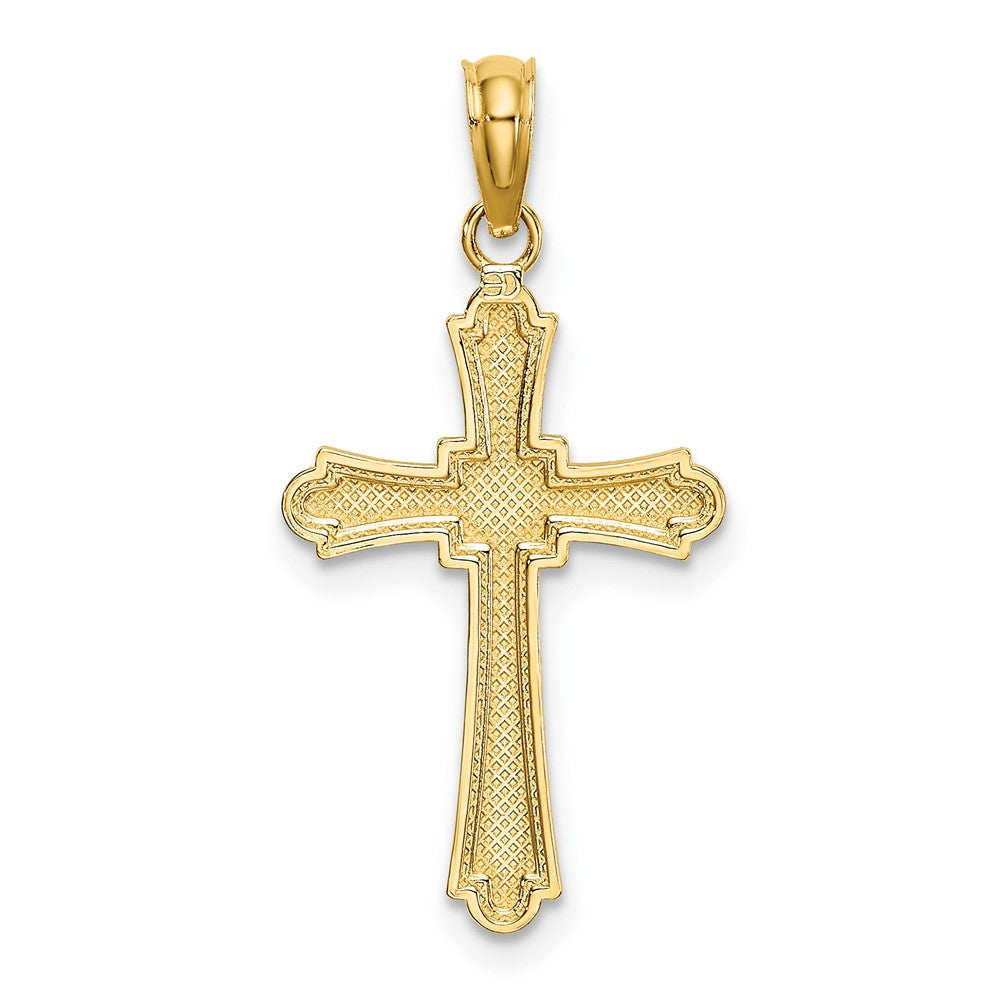 10K Gelbgold 10K Diamantiert Striped Kreuz Charm