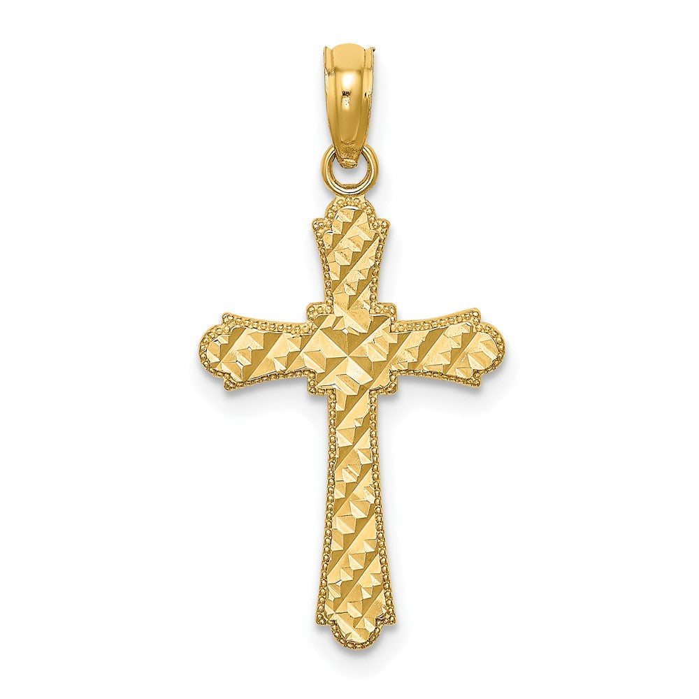 10K Gelbgold 10K Diamantiert Striped Kreuz Charm