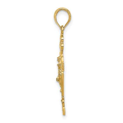 10K Gelbgold 10K Diamantiert Kruzifix W /fancy Tips Charm