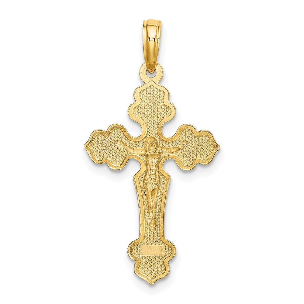 10K Gelbgold 10K Diamantiert Kruzifix W /fancy Tips Charm
