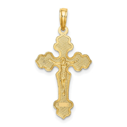 10K Gelbgold 10K Diamantiert Kruzifix W /fancy Tips Charm