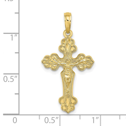 10K Gelbgold 10K Diamantiert Kruzifix W /fancy Tips Charm