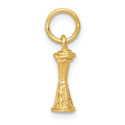 10K Gelbgold Massiv Poliert 3-d Space Needle Charm