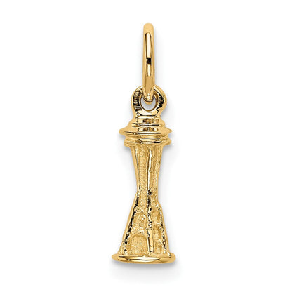 10K Gelbgold Massiv Poliert 3-d Space Needle Charm