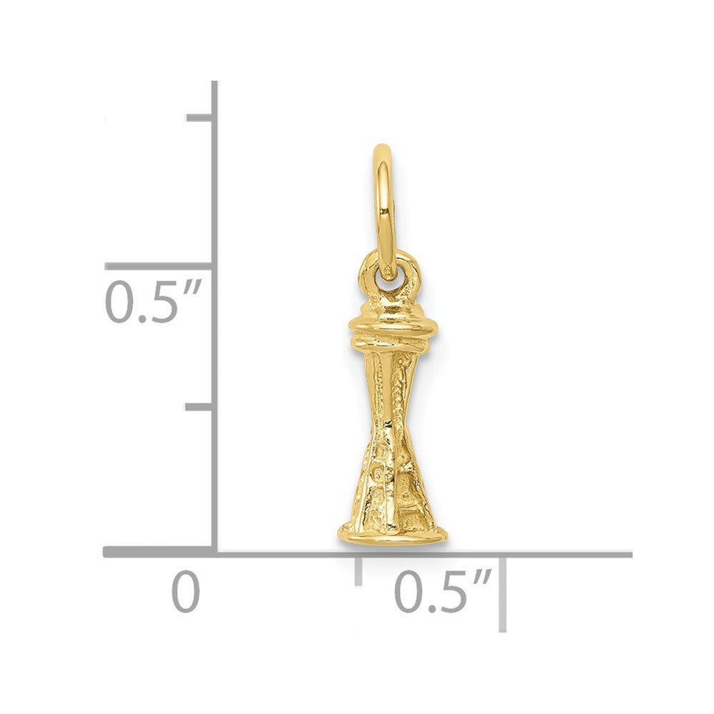 10K Gelbgold Massiv Poliert 3-d Space Needle Charm