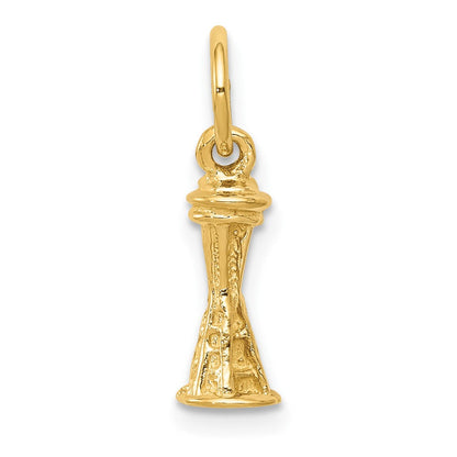 10K Gelbgold Massiv Poliert 3-d Space Needle Charm