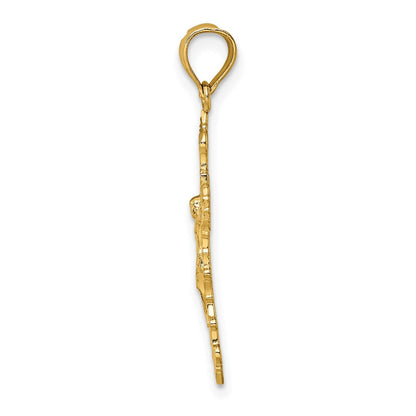 10K Gelbgold 10K Kruzifix mit Fantasie Edges Charm