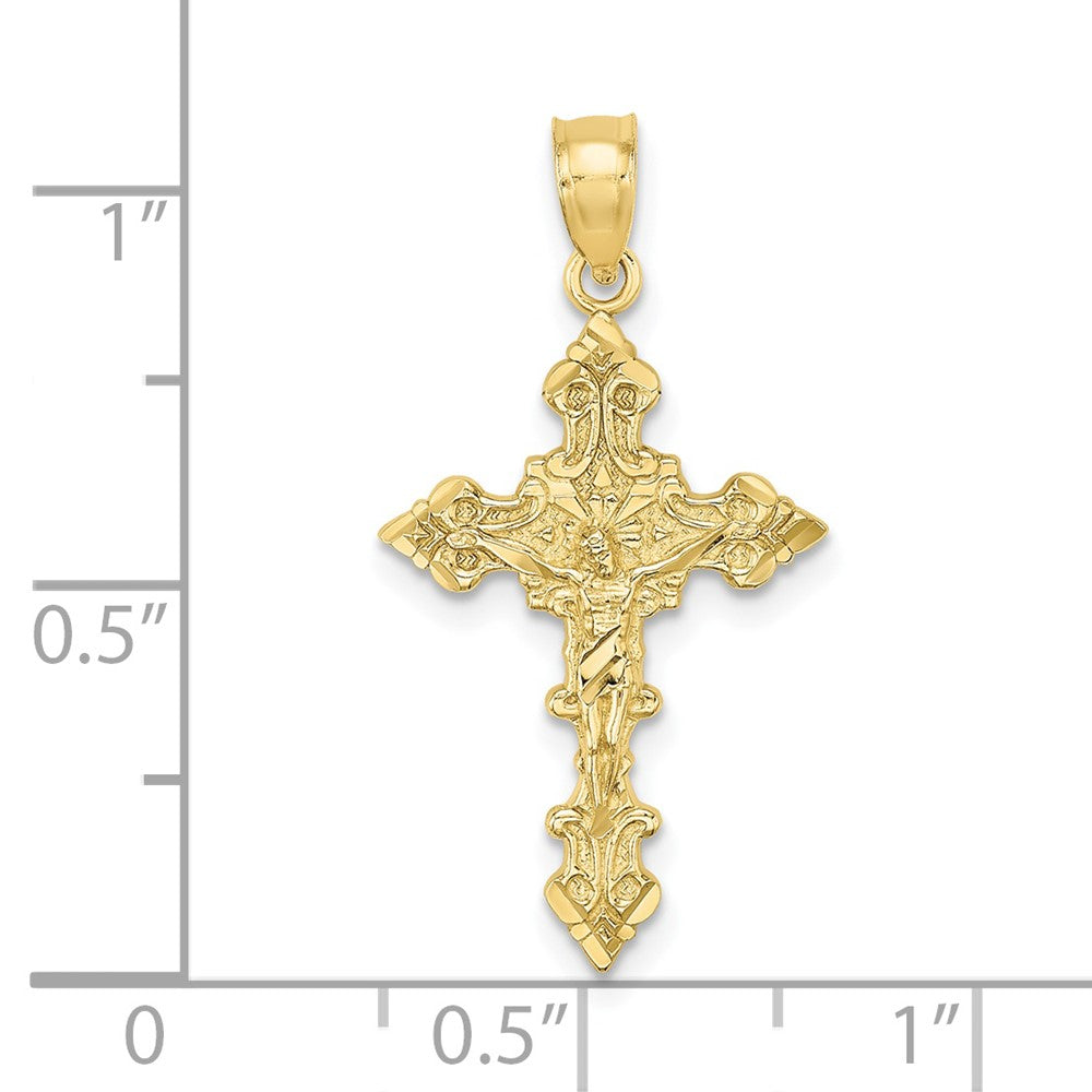 10K Gelbgold 10K Kruzifix mit Fantasie Edges Charm