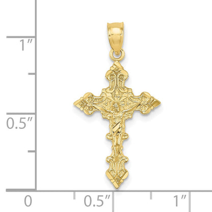 10K Gelbgold 10K Kruzifix mit Fantasie Edges Charm