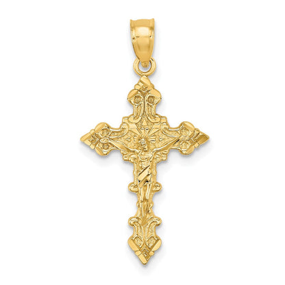 10K Gelbgold 10K Kruzifix mit Fantasie Edges Charm