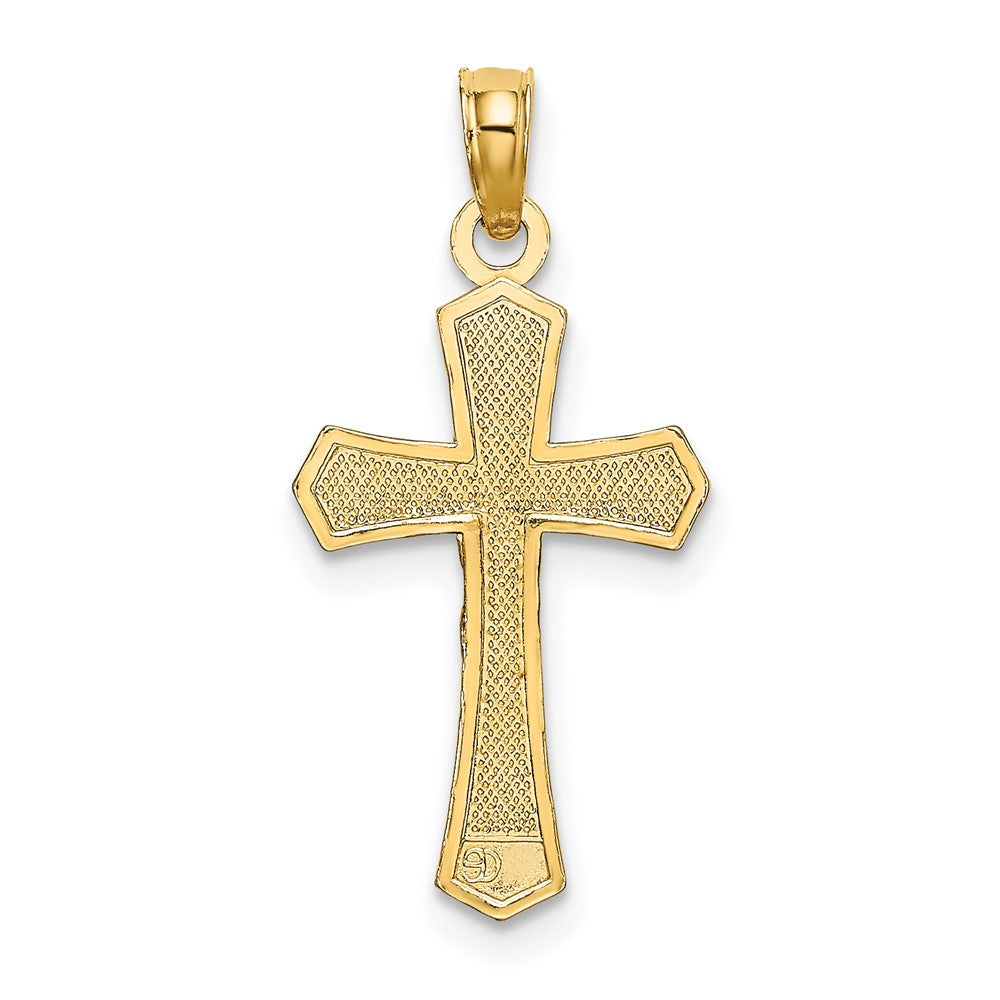 10K Gelbgold 10K Kruzifix mit Abgeschrägt Edges Charm