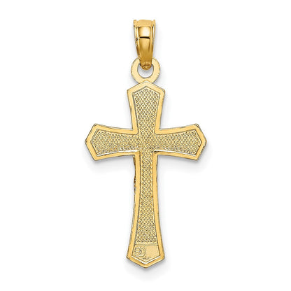 10K Gelbgold 10K Kruzifix mit Abgeschrägt Edges Charm