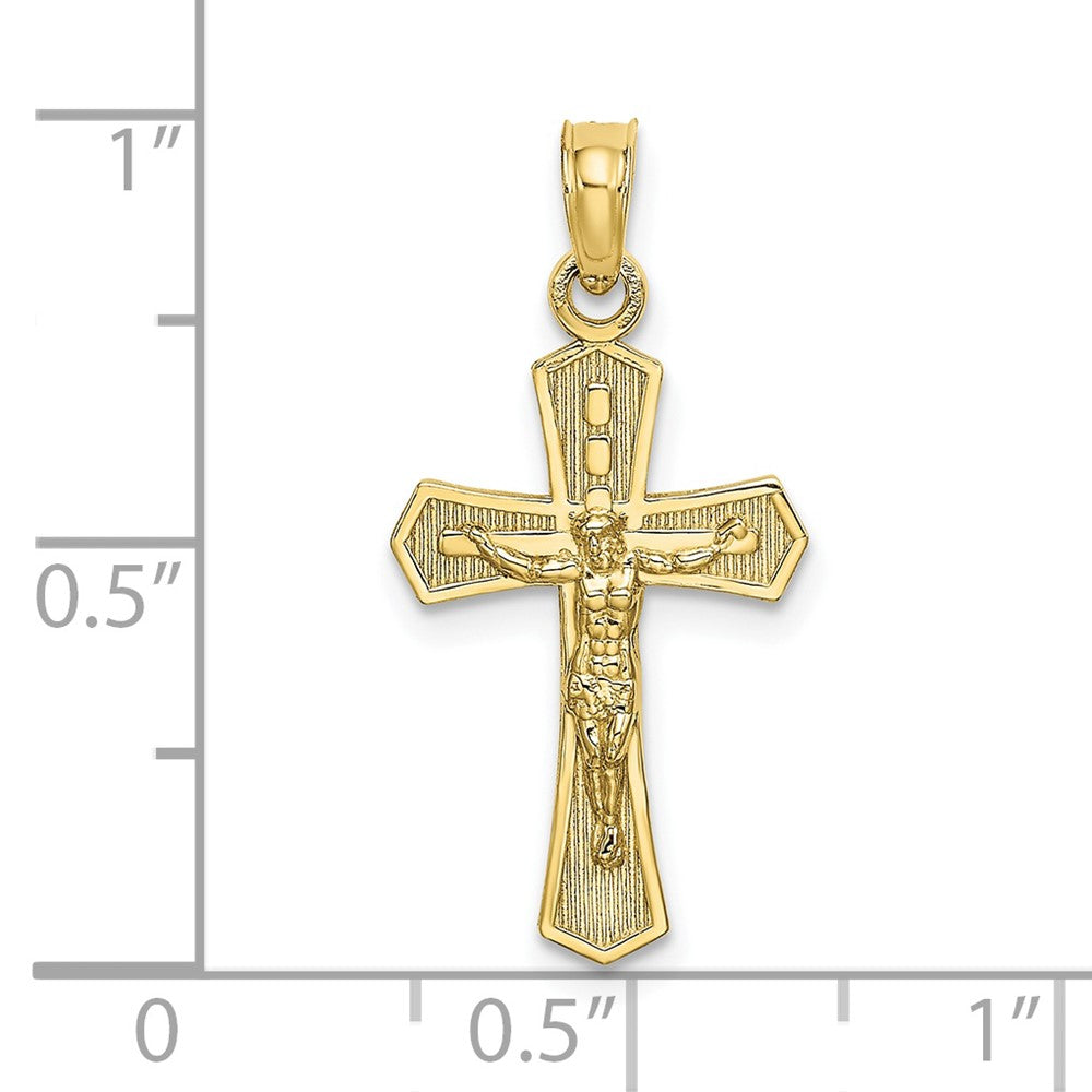 10K Gelbgold 10K Kruzifix mit Abgeschrägt Edges Charm