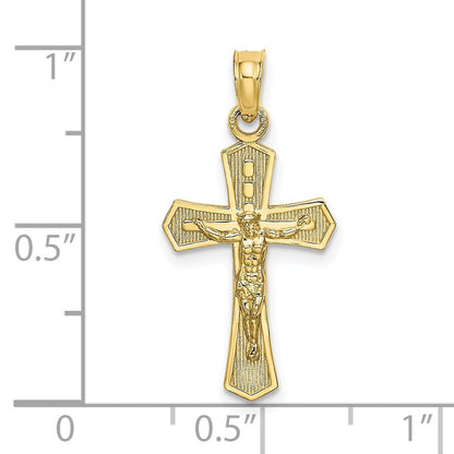 10K Gelbgold 10K Kruzifix mit Abgeschrägt Edges Charm