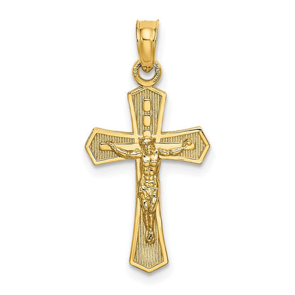 10K Gelbgold 10K Kruzifix mit Abgeschrägt Edges Charm