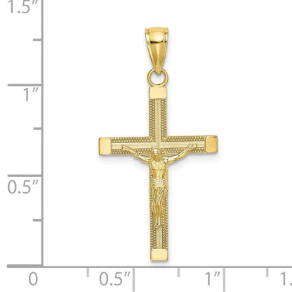 10K Gelbgold 10K Poliert und Strukturiert Kruzifix Charm