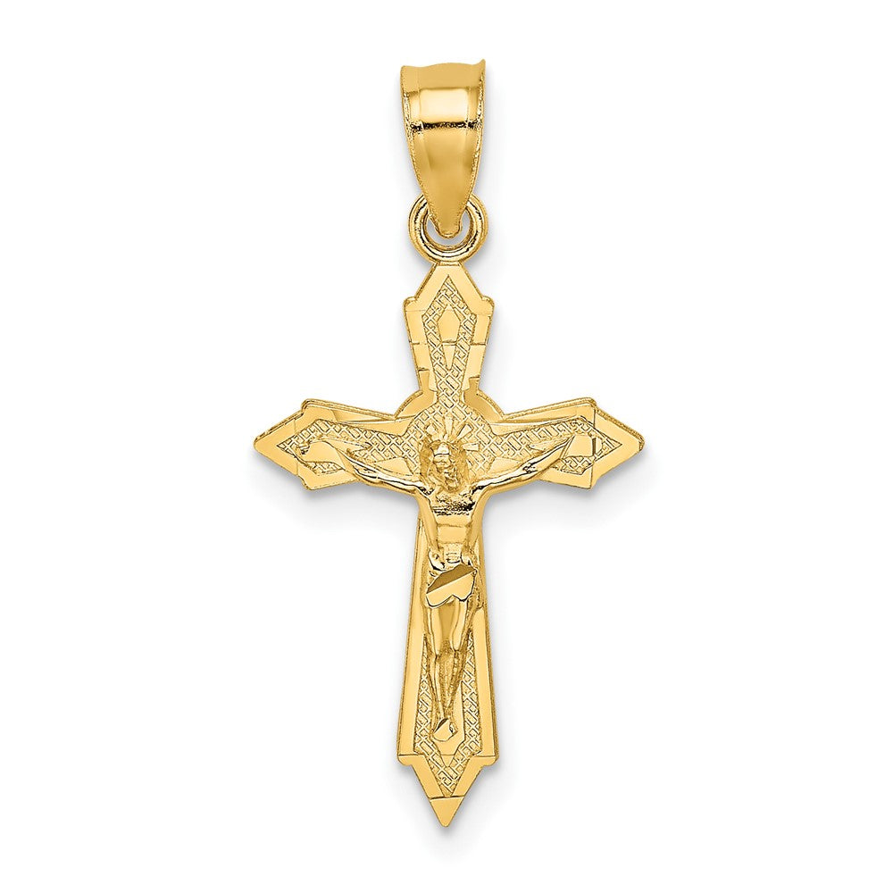 10K Gelbgold 10K mit Pfeil Pointed Ends Kruzifix Charm