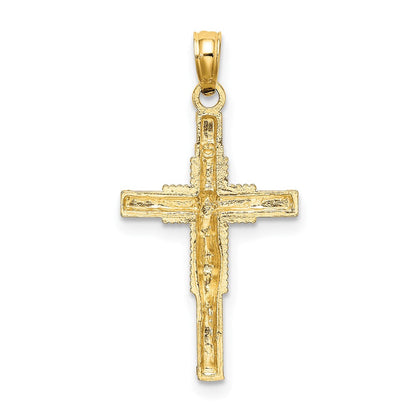10K Gelbgold 10K Gekugelt Akzente Kruzifix Charm