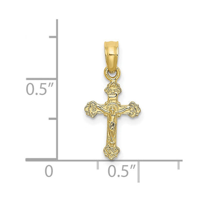 10K Gelbgold 10K Mini Kruzifix mit Fantasie Tips Charm