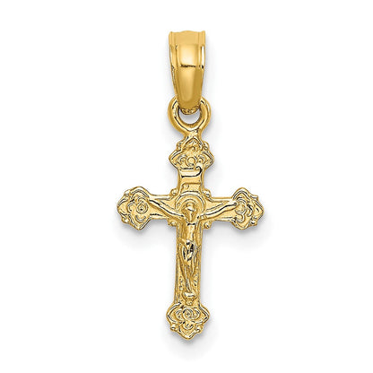 10K Gelbgold 10K Mini Kruzifix mit Fantasie Tips Charm