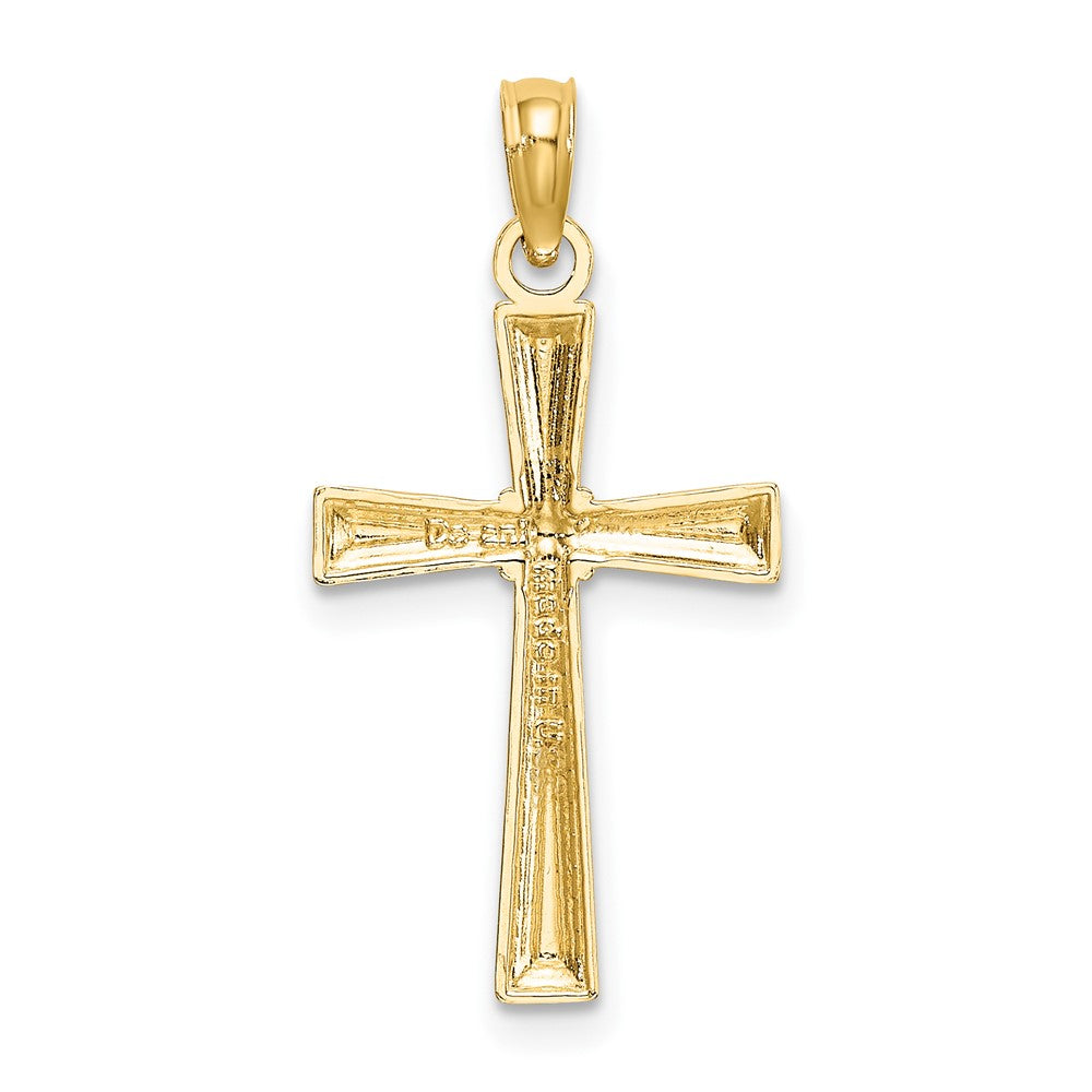 10K Gelbgold 10K Diamantiert Strukturiert Kreuz Charm