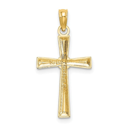 10K Gelbgold 10K Diamantiert Strukturiert Kreuz Charm