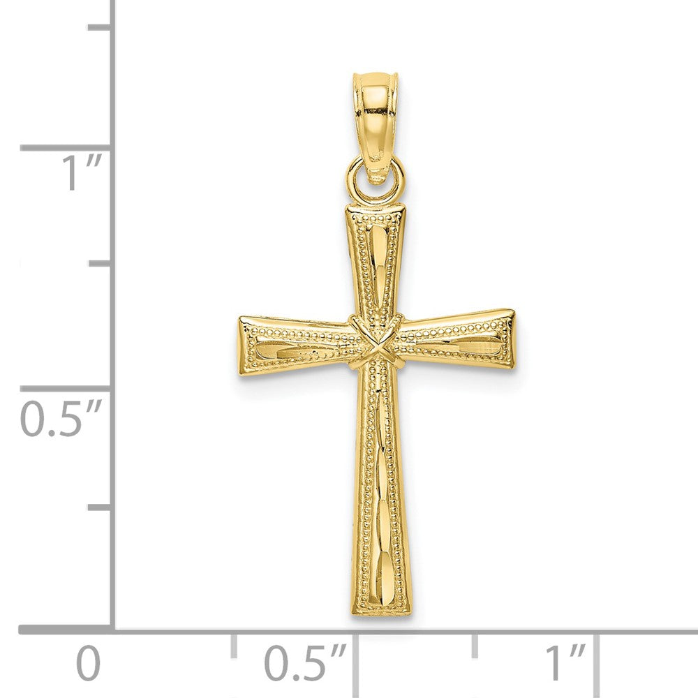 10K Gelbgold 10K Diamantiert Strukturiert Kreuz Charm