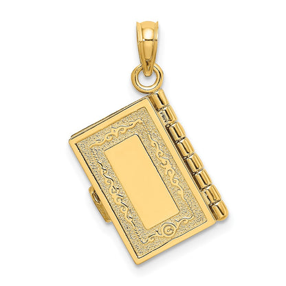 10K Gelbgold 10K 3-d Beweglich Santa Biblia Book/spanish Bible Charm