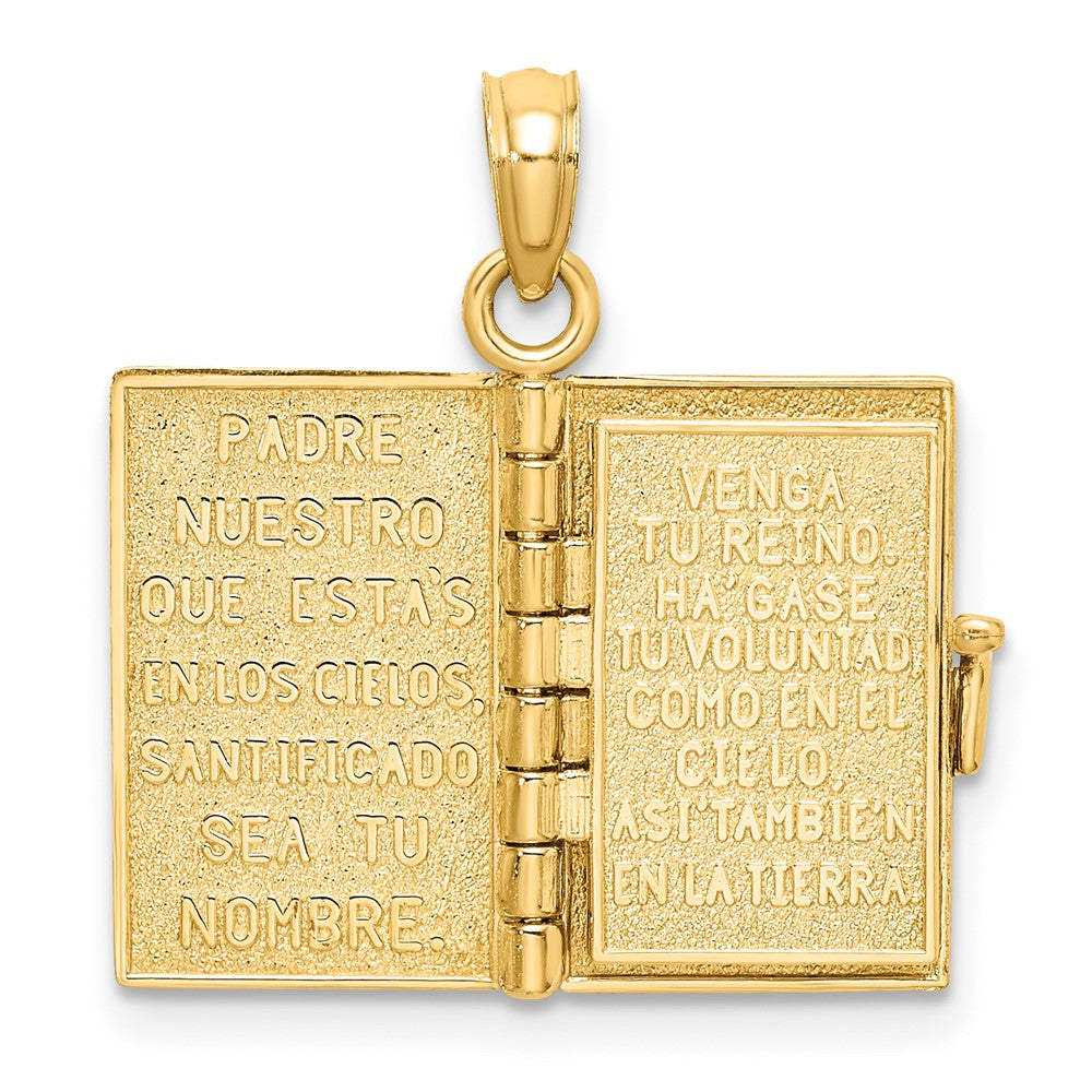 10K Gelbgold 10K 3-d Beweglich Santa Biblia Book/spanish Bible Charm
