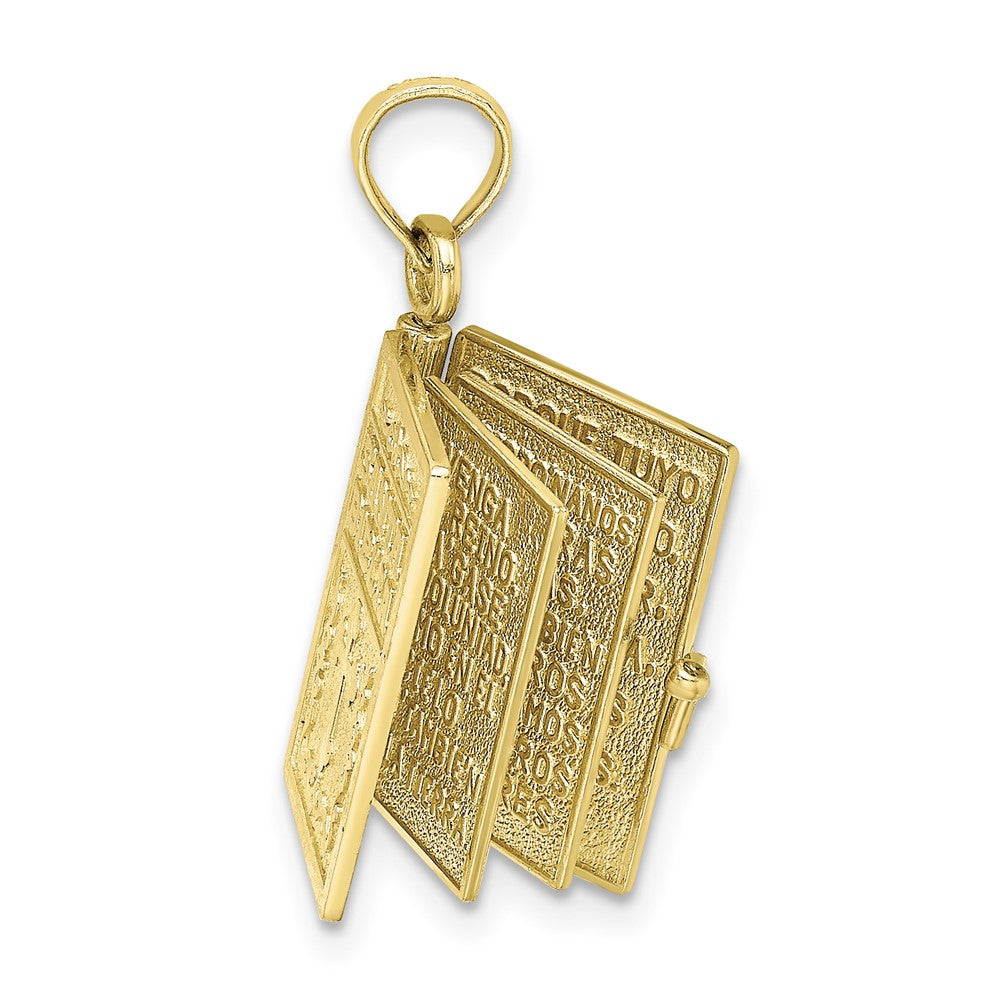 10K Gelbgold 10K 3-d Beweglich Santa Biblia Book/spanish Bible Charm