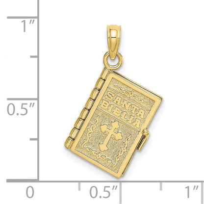 10K Gelbgold 10K 3-d Beweglich Santa Biblia Book/spanish Bible Charm