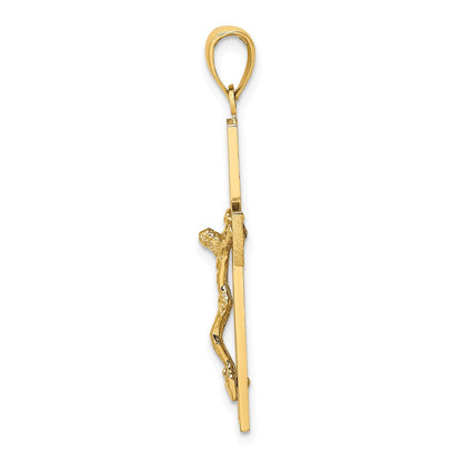 10K Gelbgold 10K Strukturiert Wirbel Design Kruzifix Charm