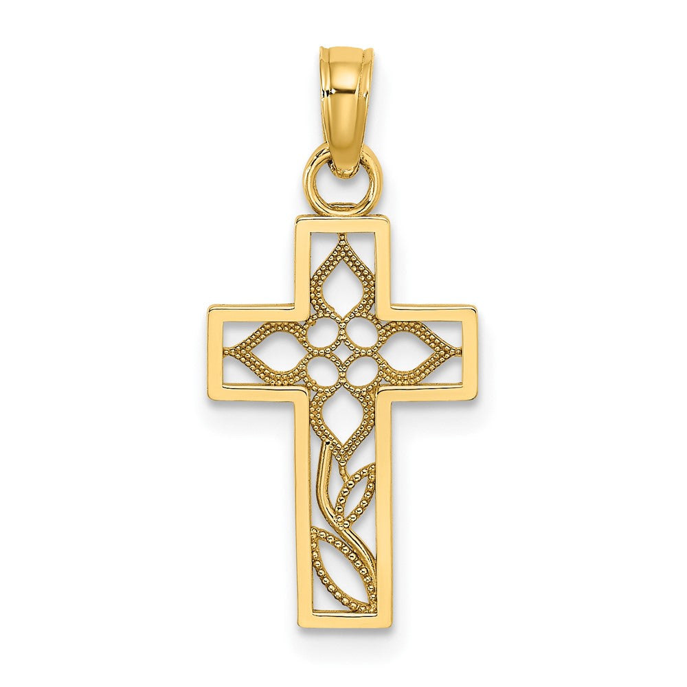 10K Gelbgold 10K Blume in Kreuz Charm