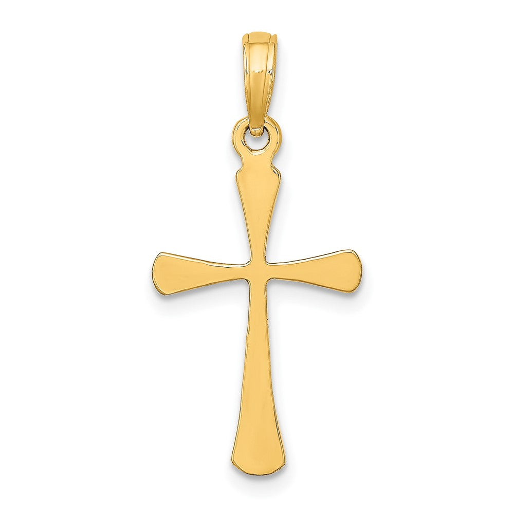 10K Gelbgold 10K Poliert Abgeschrägt Tip Kreuz Charm