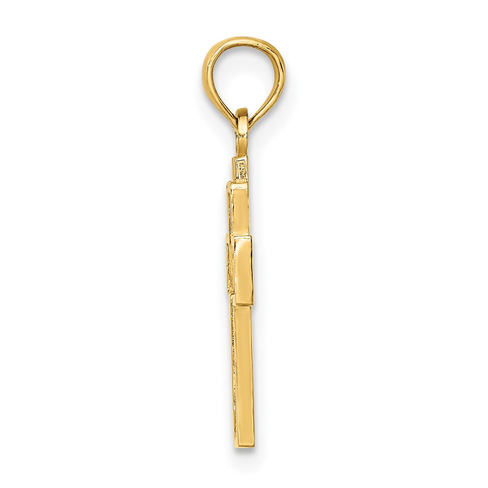 10K Gelbgold 10K Ausgeschnitten Herz Design Kreuz Charm