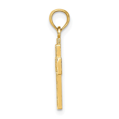 10K Gelbgold 10K Ausgeschnitten Herz Design Kreuz Charm