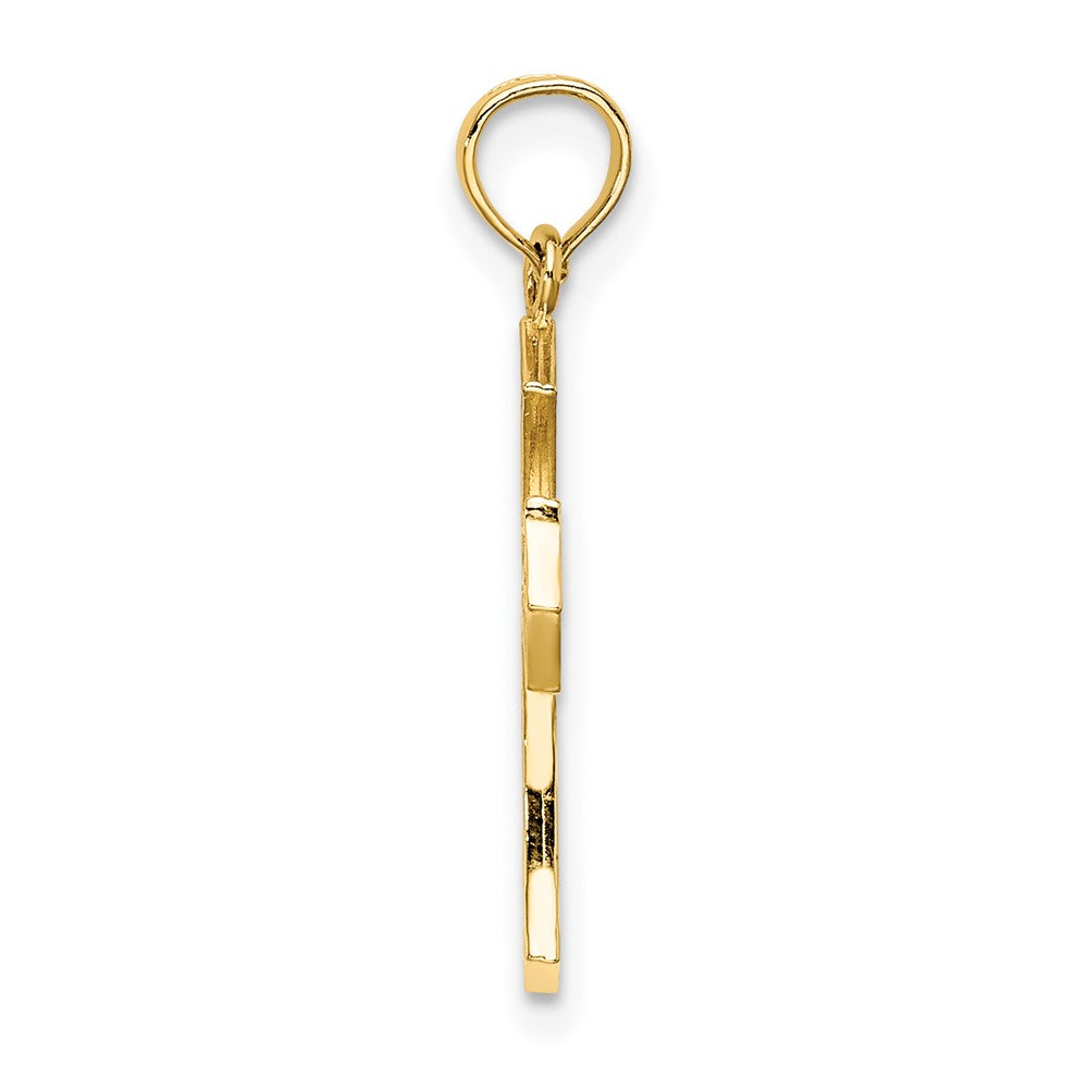 10K Gelbgold 10K Strukturiert Ausgeschnitten Mittig Kreuz Charm