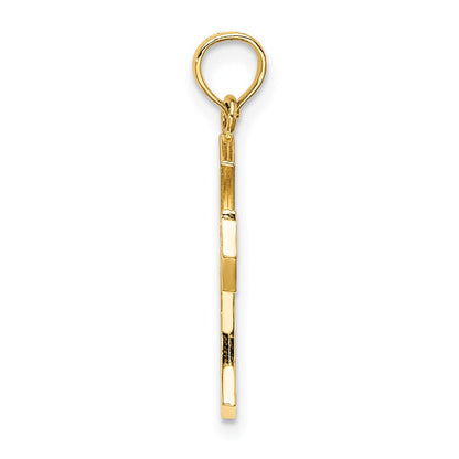 10K Gelbgold 10K Strukturiert Ausgeschnitten Mittig Kreuz Charm