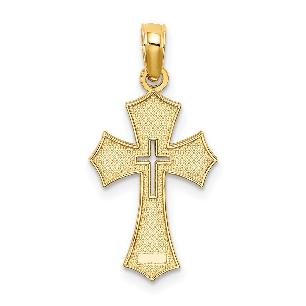 10K Gelbgold 10K Strukturiert Ausgeschnitten Mittig Kreuz Charm